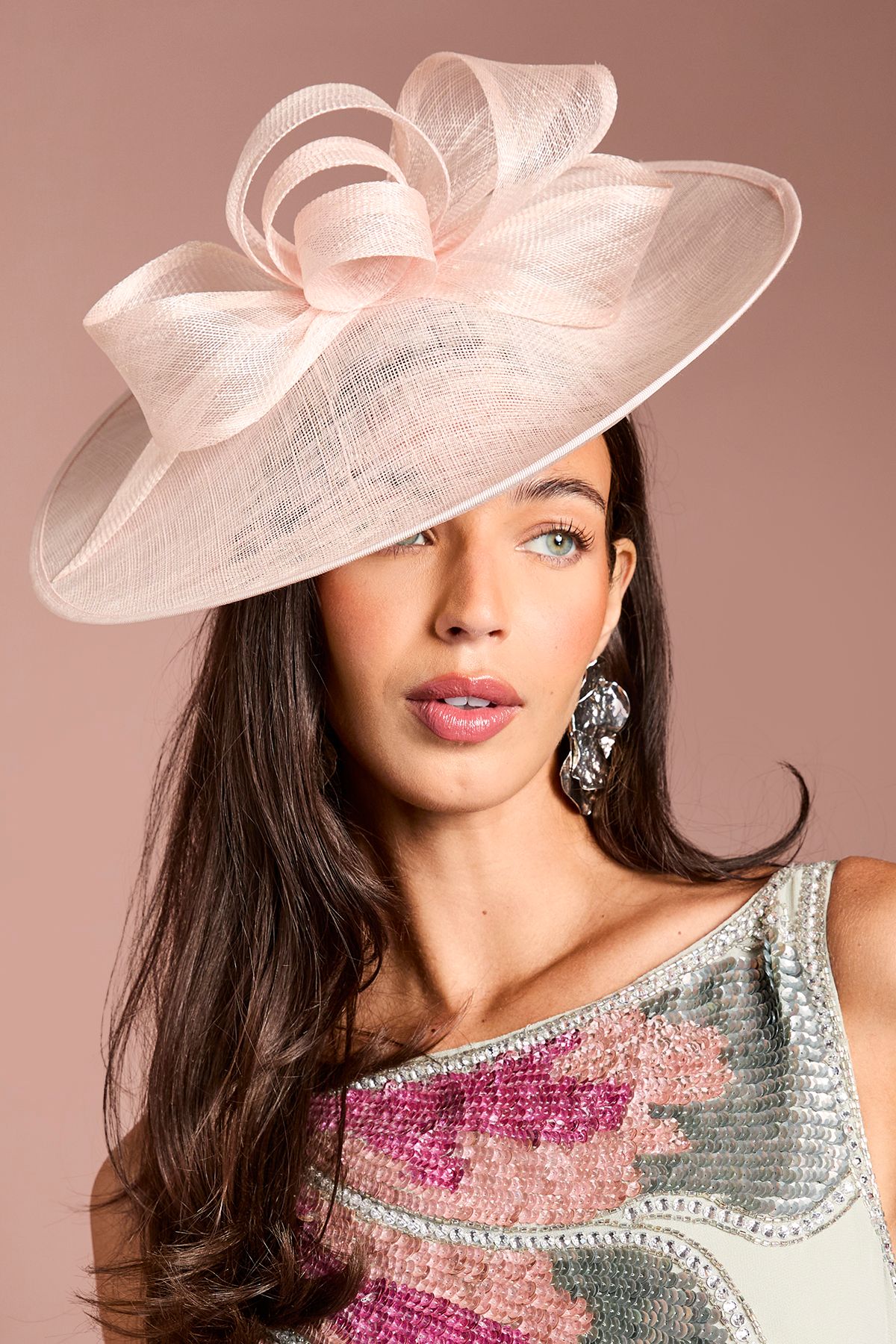 Coast Blush Loop Detail Wide Brim Fascinator