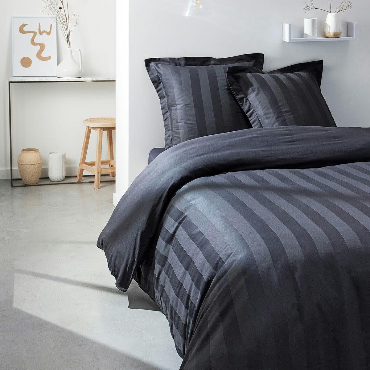 PRESTIGE - Drap housse en Coton Noir 140x200 cm