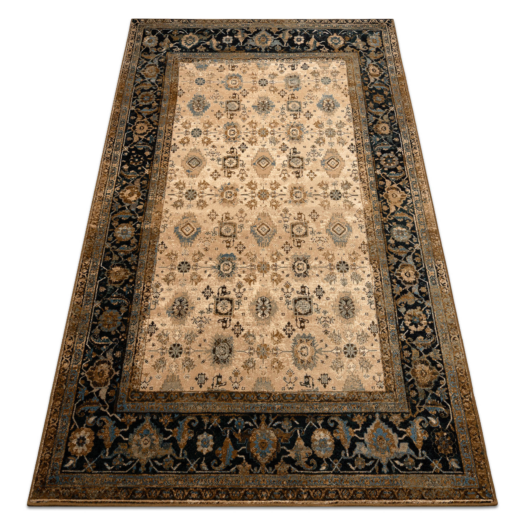 Dywan wełniany OMEGA AVILA Ornament, ramka koniak brązowy 170x235 cm