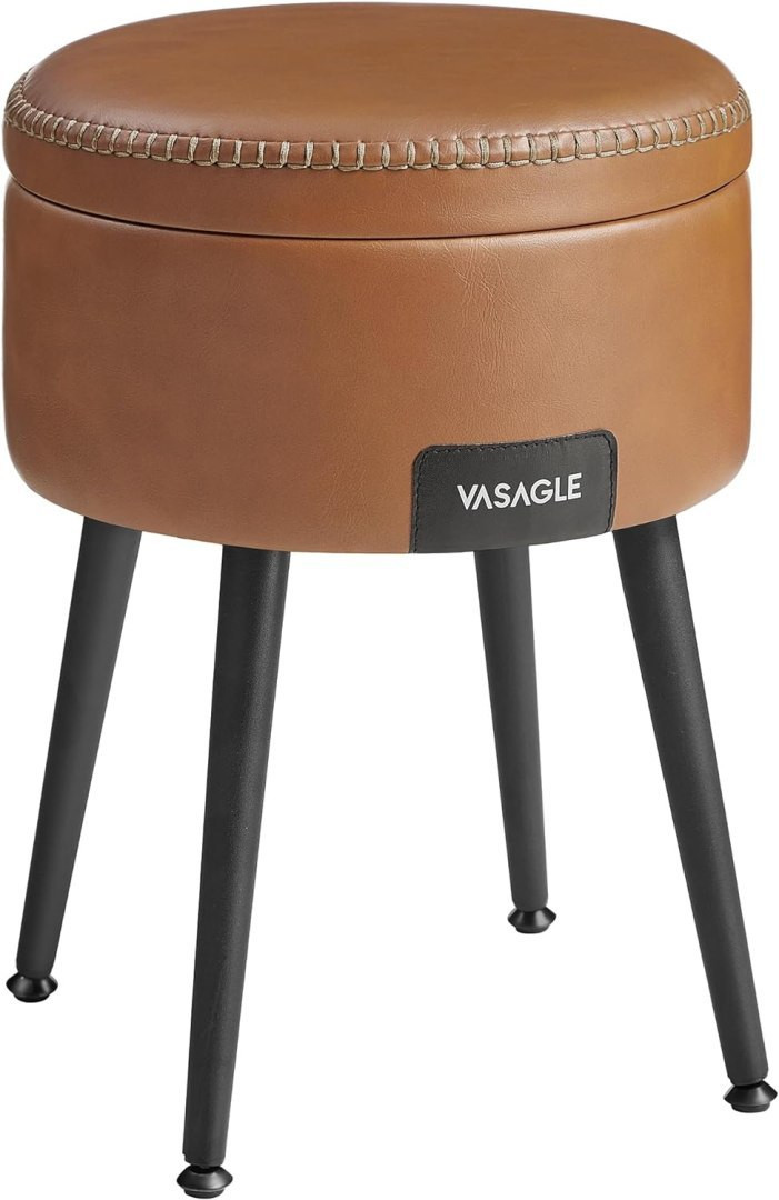 Taboret okrągły ze stalowymi nogami karmelowy brown