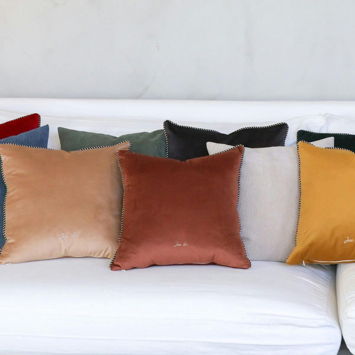 GOZOA - Housse de coussin en velours marron noisette 40x40 cm