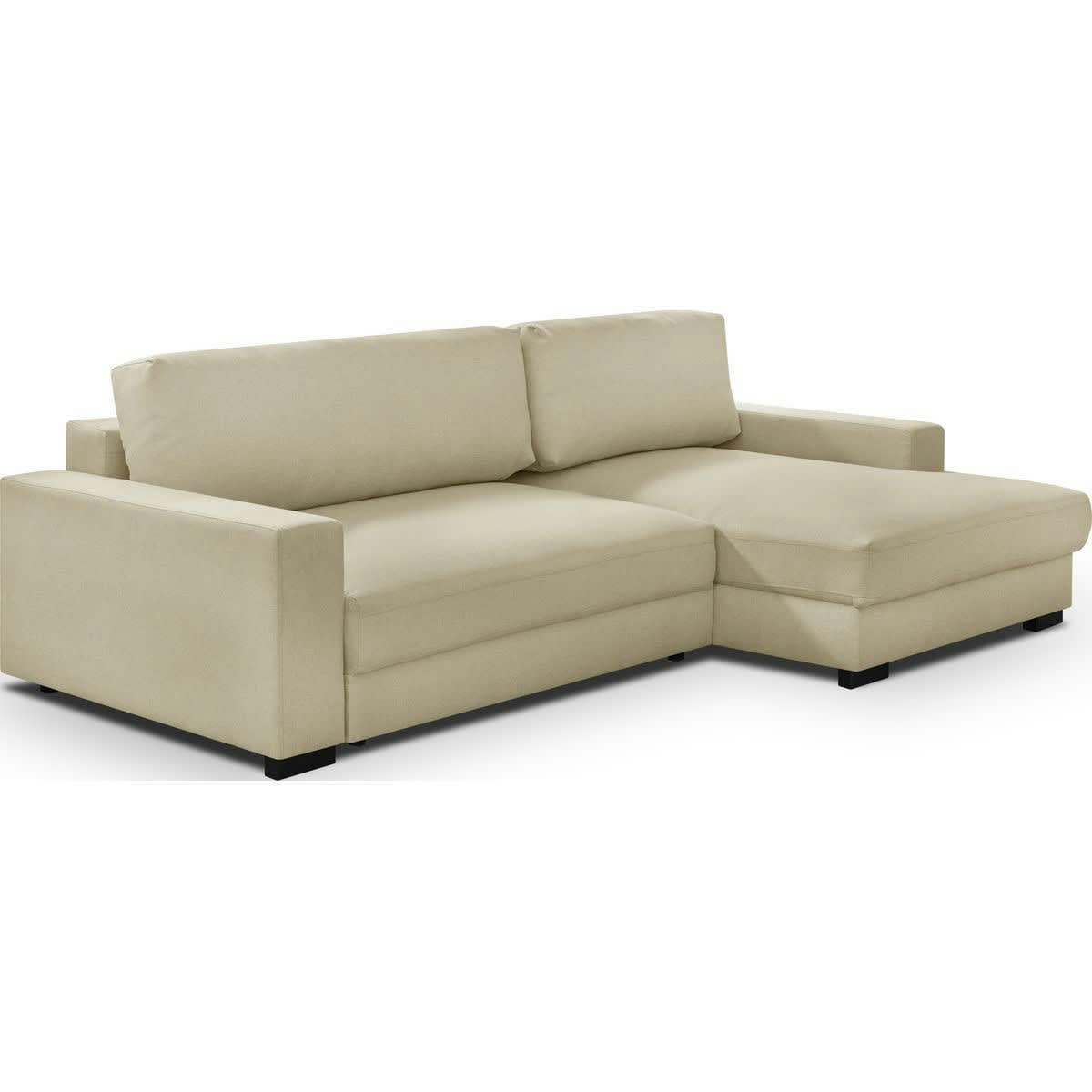 ARTY - Canapé d'angle à droite convertible 3 places en tissu beige