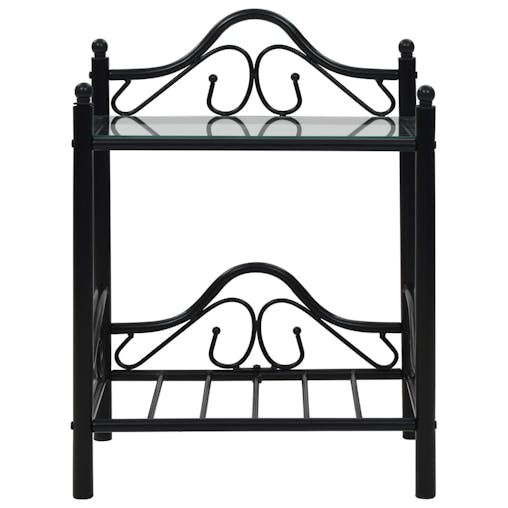 NNEVL Bedside Table Steel and Tempered Glass 45x30.5x60 cm Black