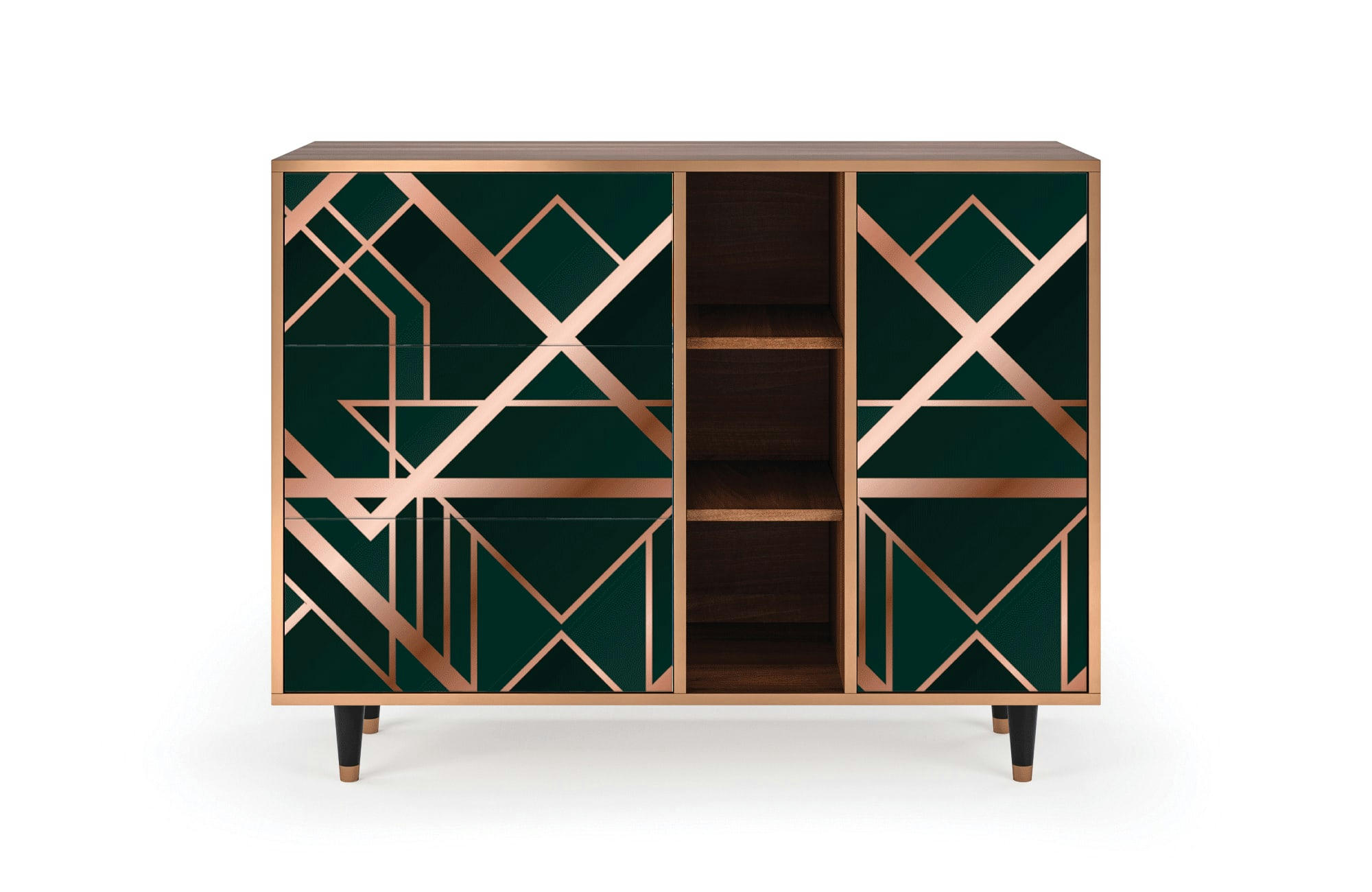 EMERALD GATSBY - Buffet  vert 3 tiroirs et 1 porte L 125 cm