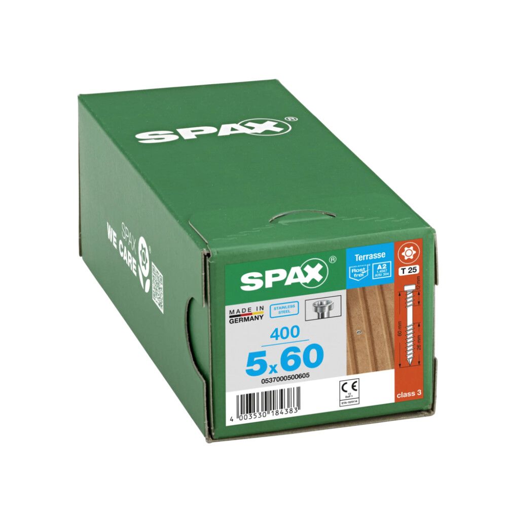 TERRASSESKRUE SPAX PRO A2 T25 5X60MM 400STK