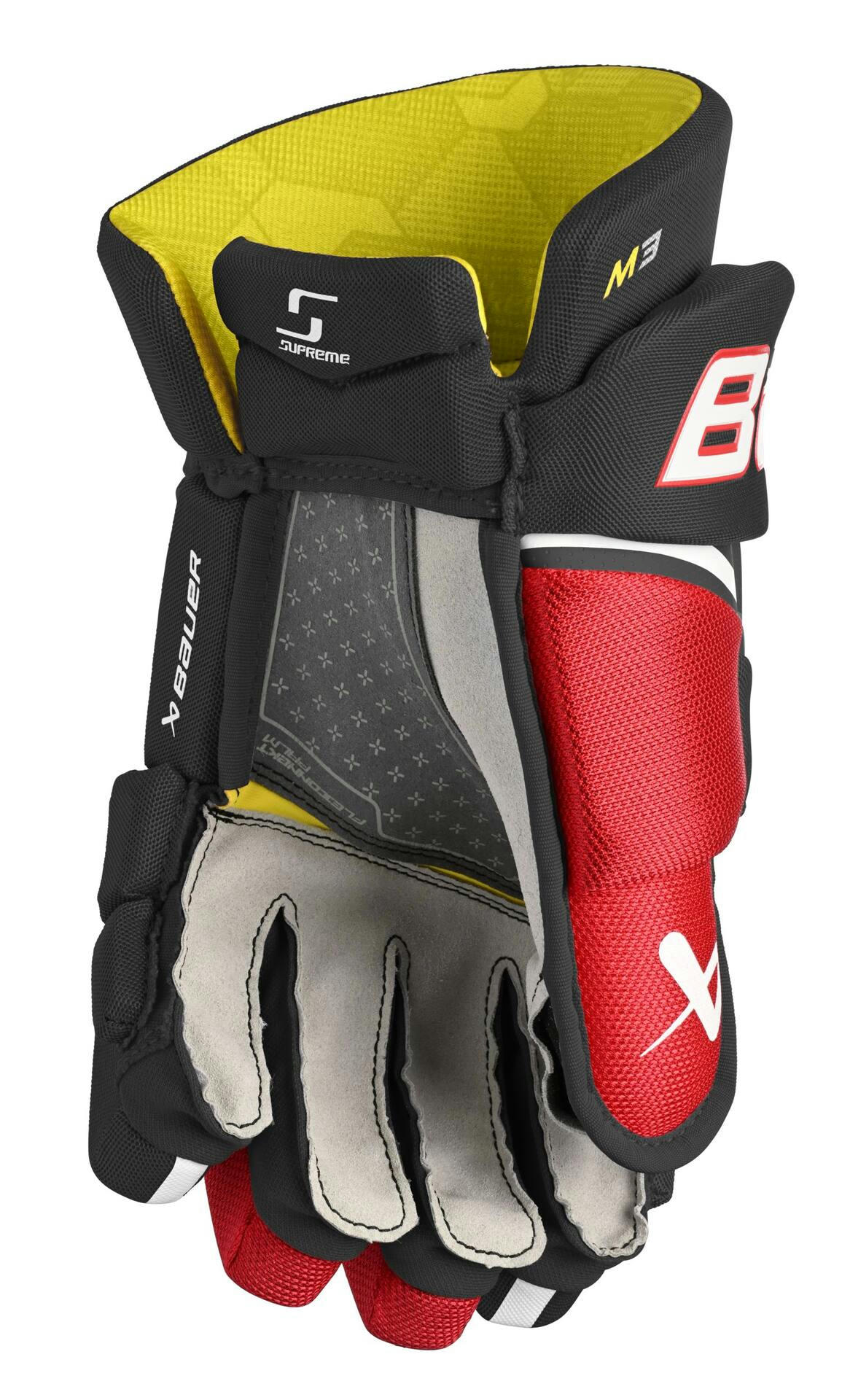 Bauer Supreme M3 Hockey Gloves, Senior, Black/Red, Assorted Sizes