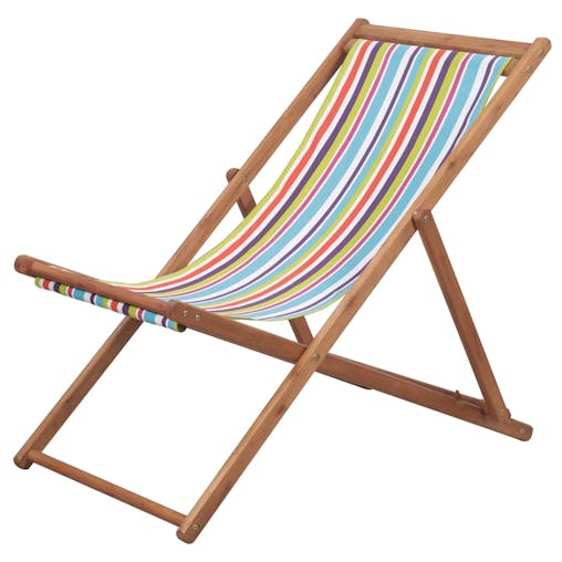 NNEVL Folding Beach Chair Fabric and Wooden Frame Multicolour