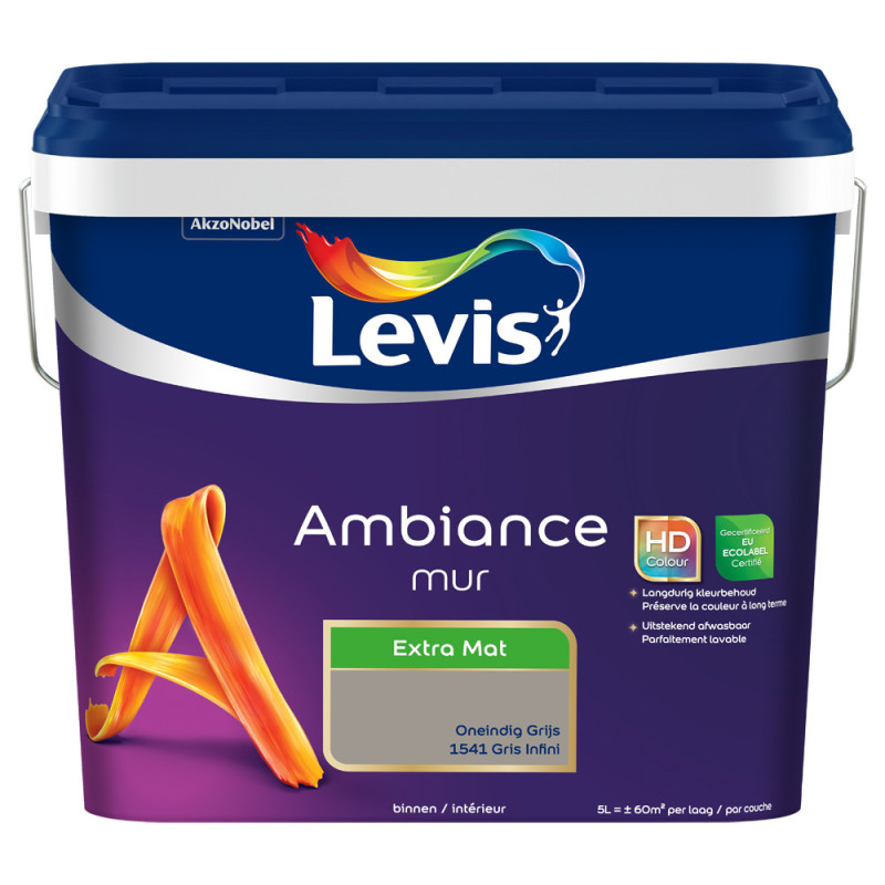 Peinture pour murs Ambiance gris infini extra mat 5 L LEVIS