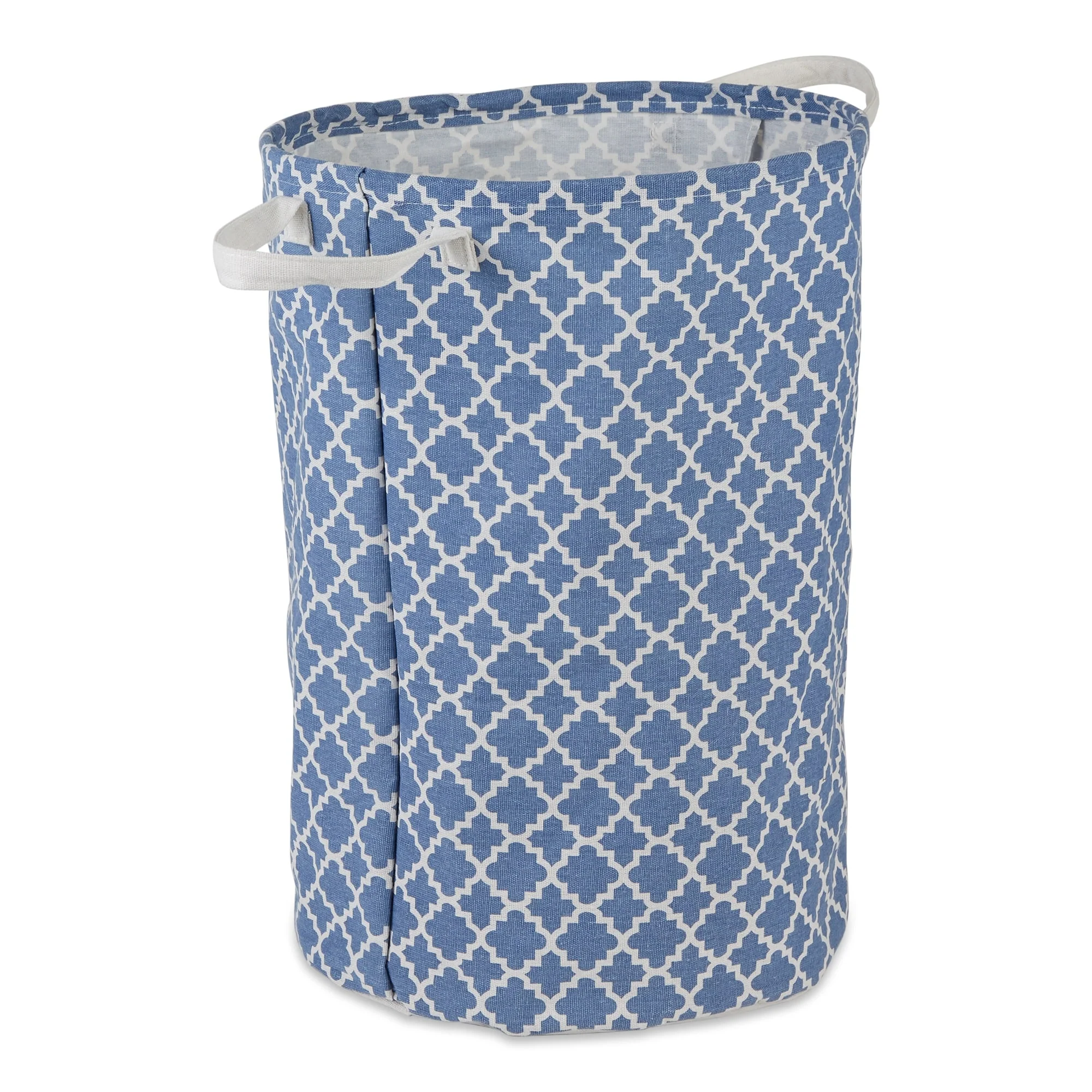 PE-Coated Cotton Polyester Laundry Hamper Lattice Round - Laundry Hamper, 13.5x13.5x20