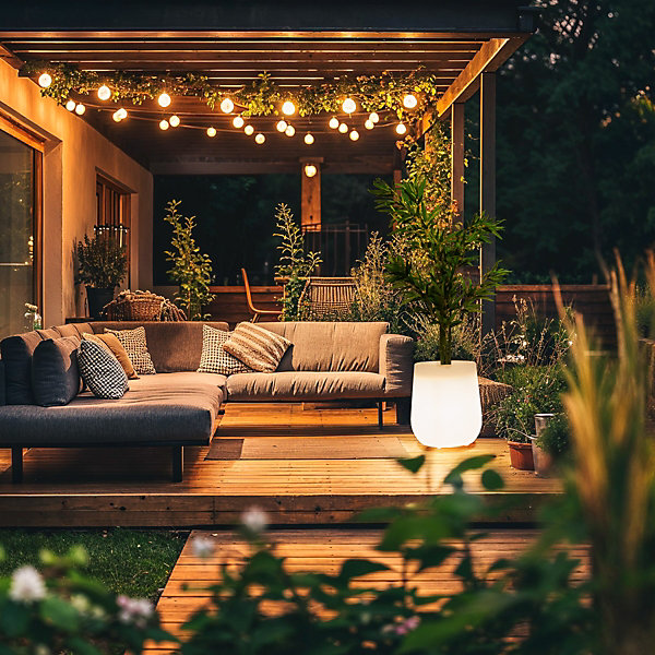 Lampadaire d'extérieur intelligent pot de fleur blanc IP44 avec Wifi A60 - Flowerpot