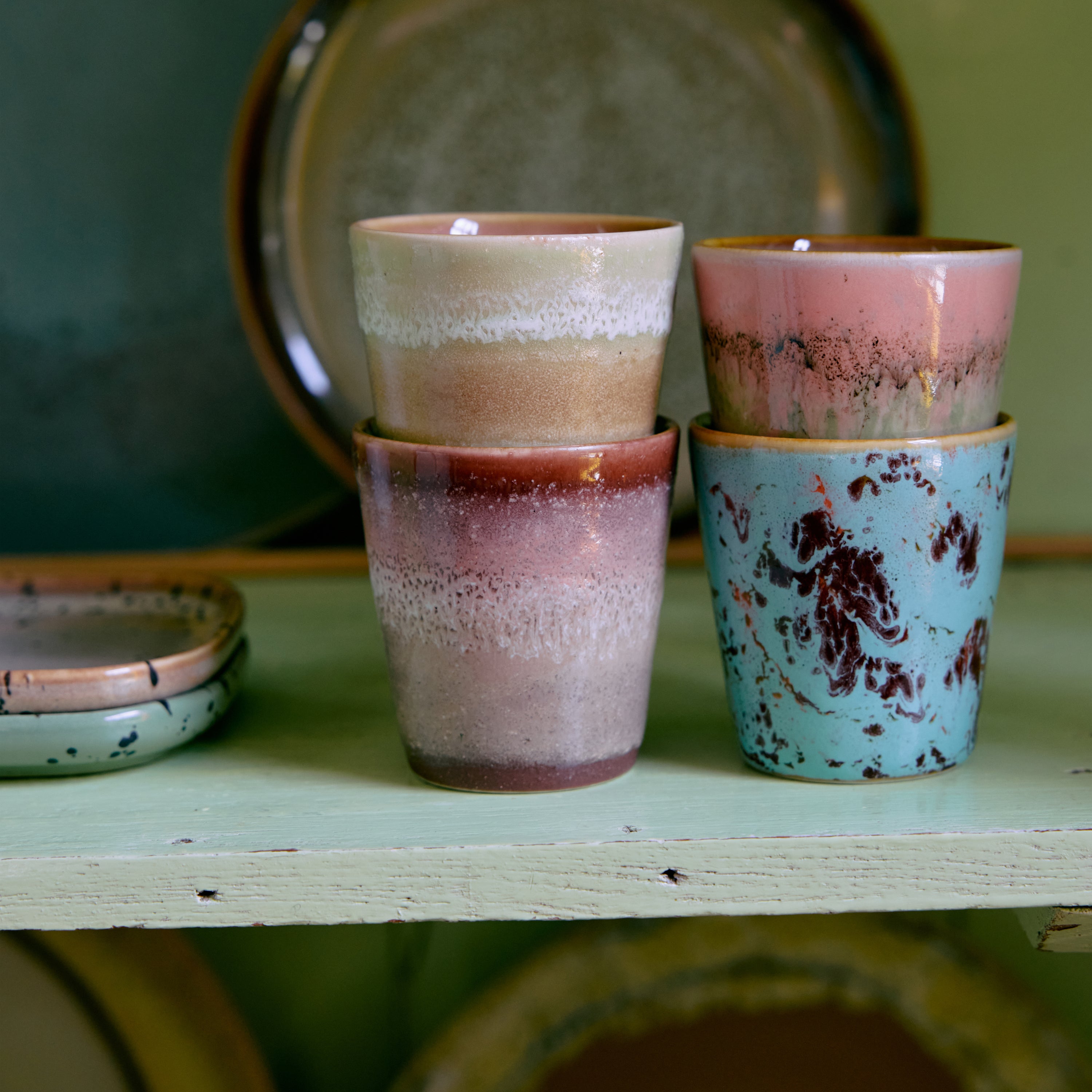 HKliving 70's Ceramics Ristrettokopje 0,1 L - Set van 4 - Futurism