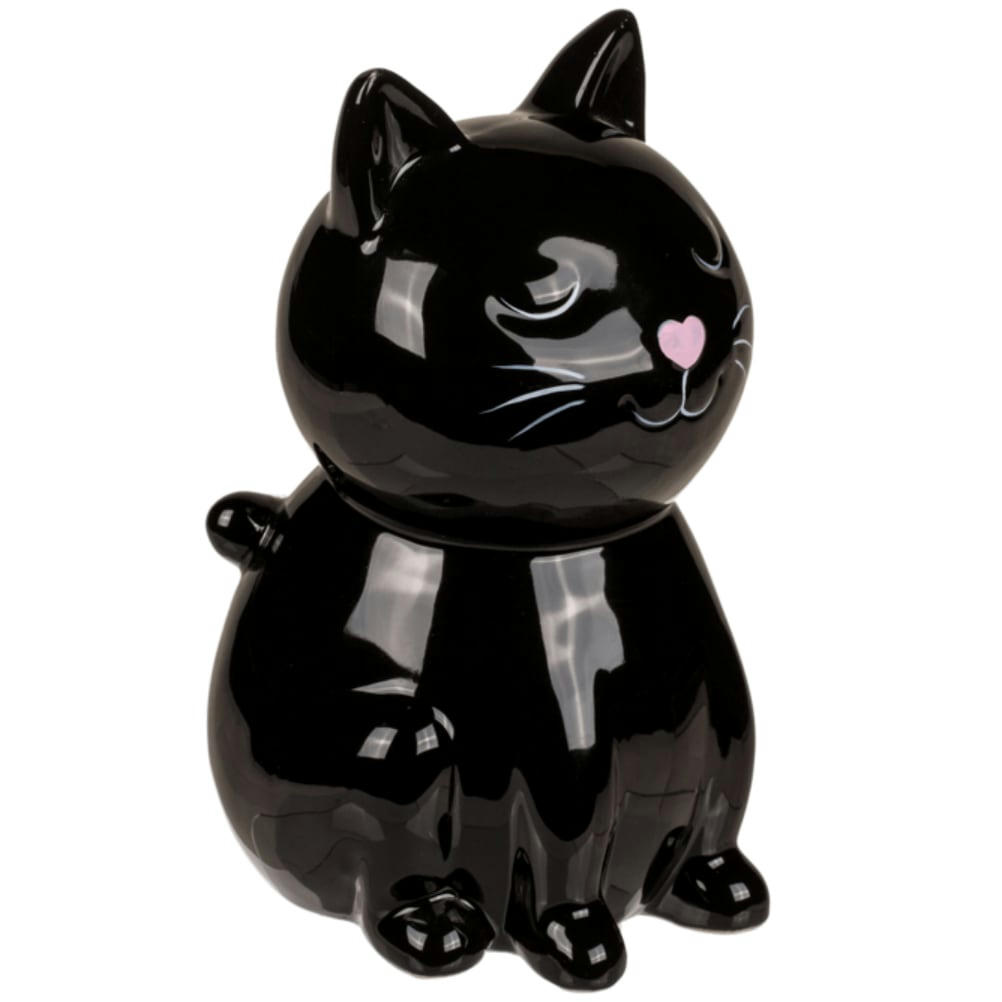 - Tirelire chat coeur noir 15cm