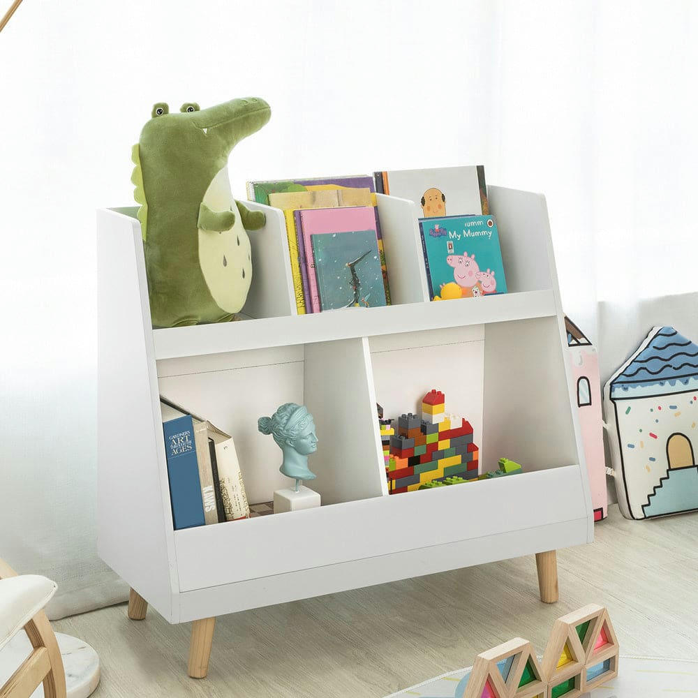 - Meuble de rangement à jouets pour enfants effet bois blanc