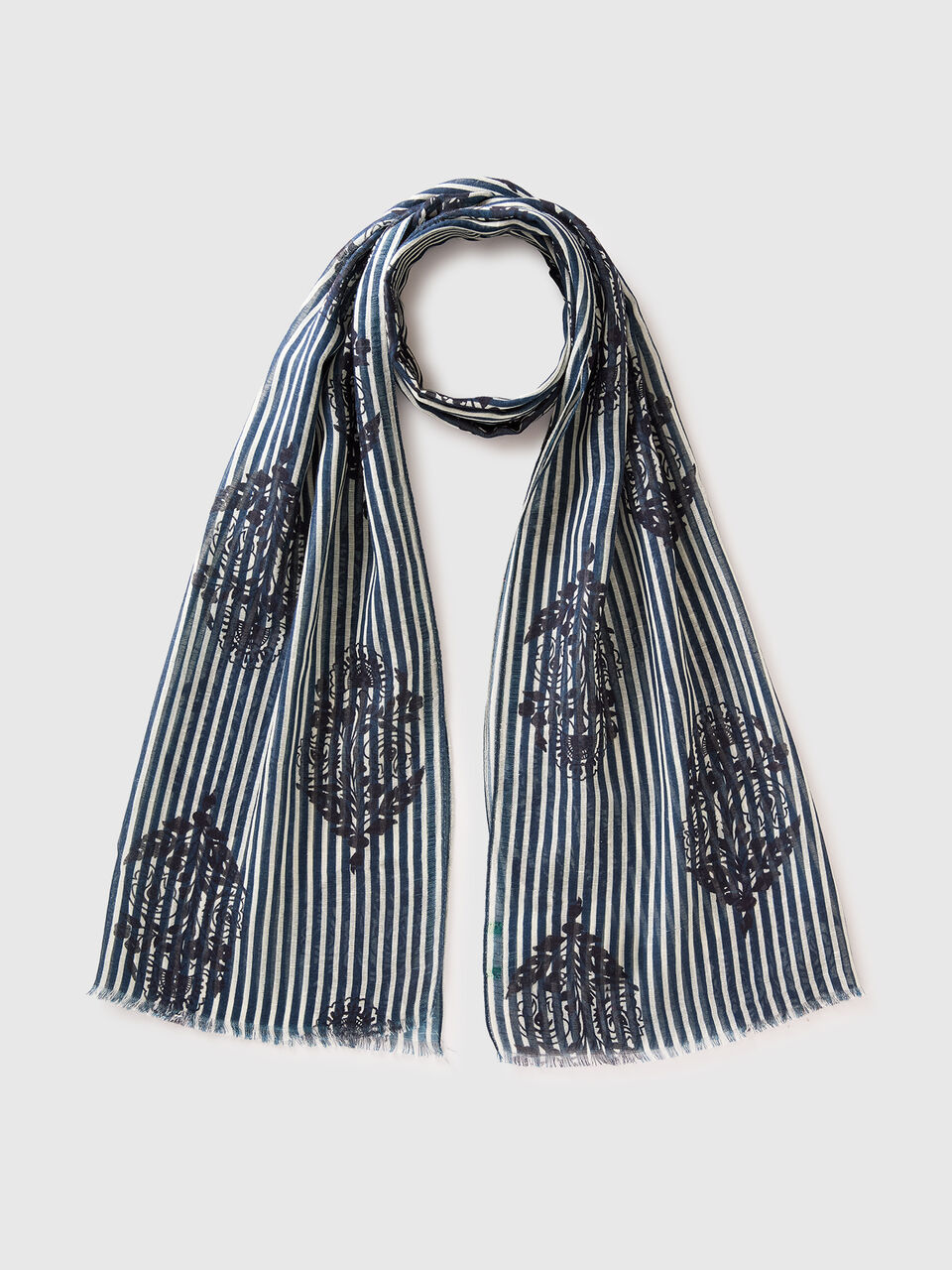 Patterned linen blend scarf