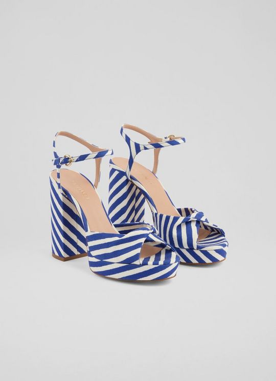 Rosa Blue Stripe Fabric Twist Front Platform