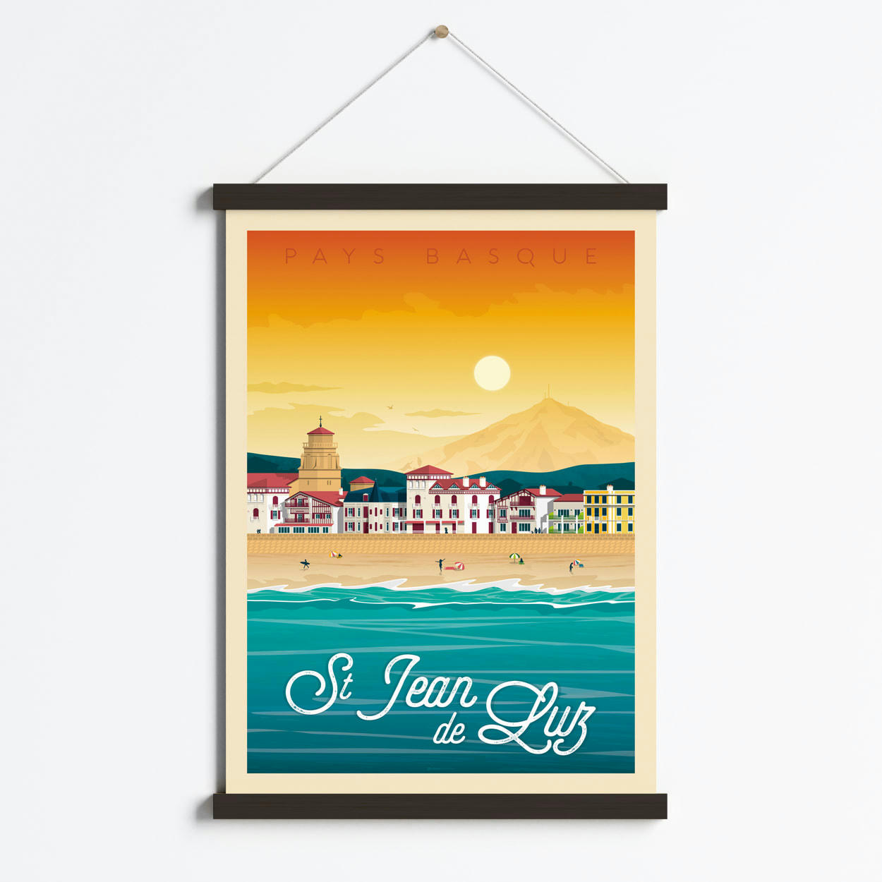 - Affiche Saint-Jean-de-Luz + Cadre Magnétique (Bois Noir) 50x70 cm