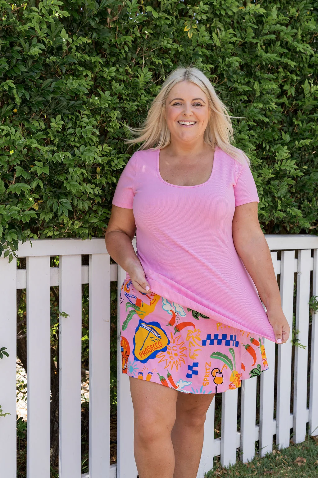 Billi Rib Tee in Barbie Pink