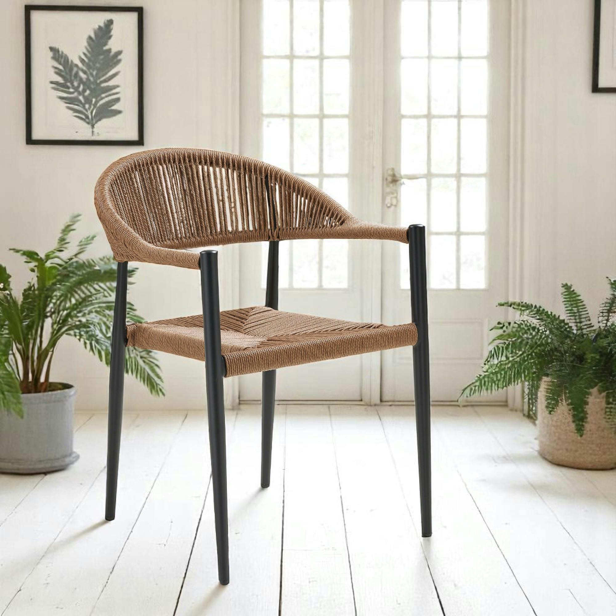 Chaise de jardin noire en résine tressée et aluminium (lot de 2) MENDOZA