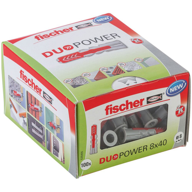 Cheville DuoPower en nylon avec collerette Ø 8 x 40 mm 100 pièces