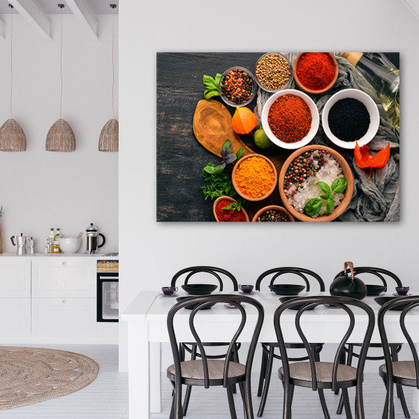 Feeby Obraz na płótnie, Świeże przyprawy w kuchni 60x40