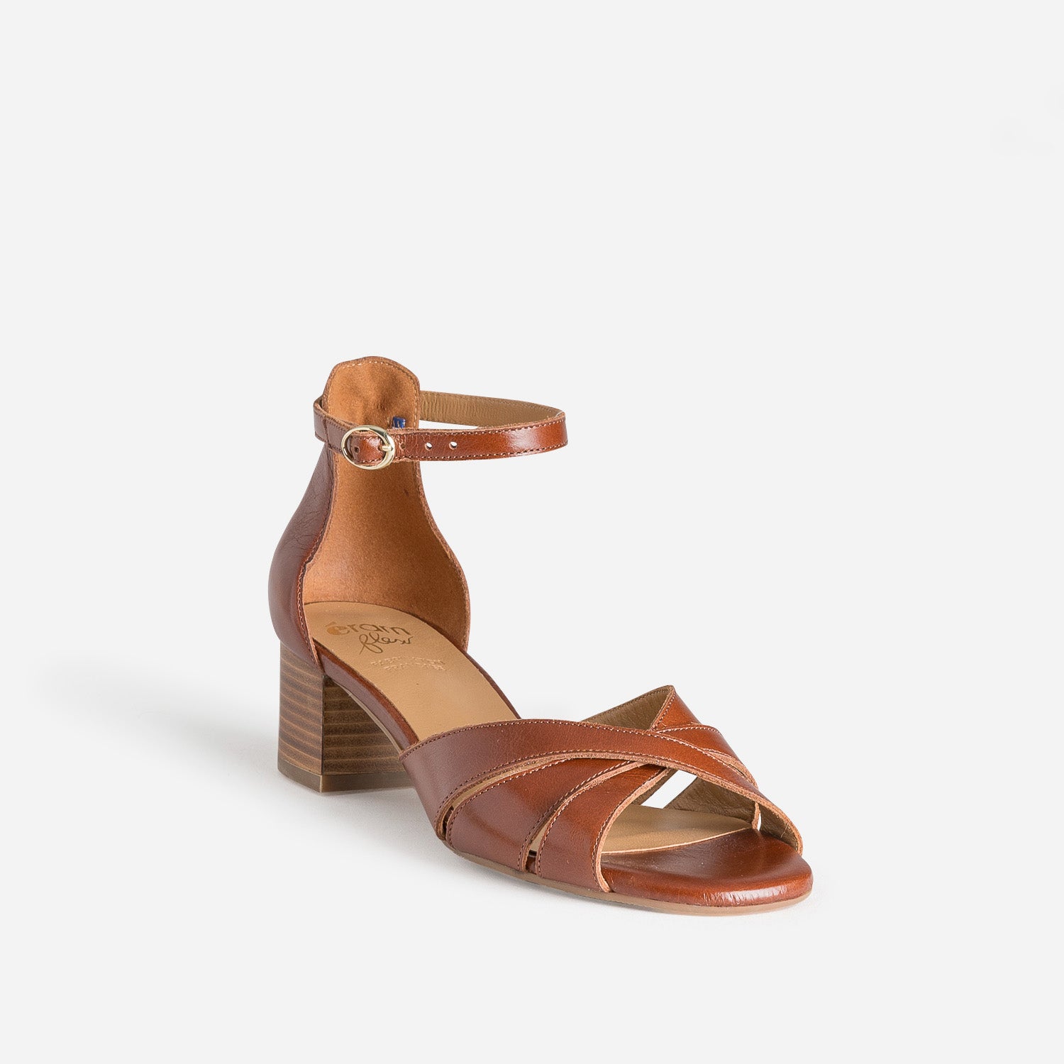 Sandale ERAM FLEX cognac cuir brides croisées