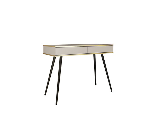 Coiffeuse, beige, pieds noirs, 102 x 79 x 50 cm