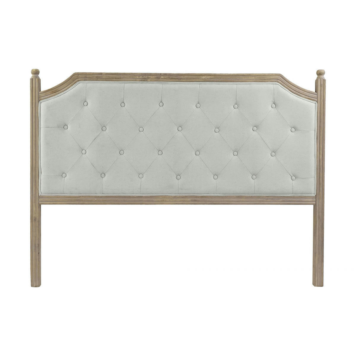 LIN - Tête de Lit Classique en Bois et Tissu Capitonné Lin Gris - 160cm