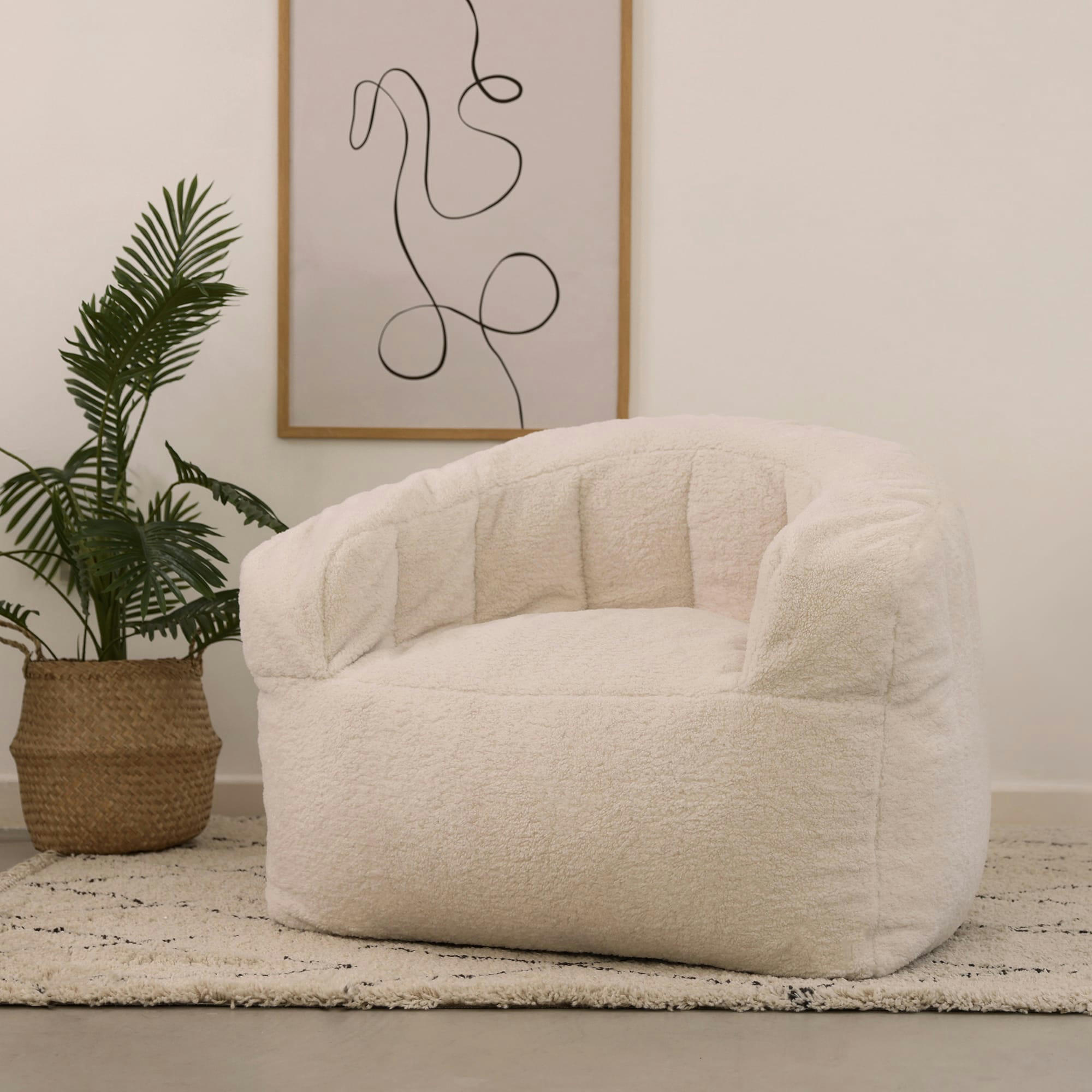 CABANA - Pouf fauteuil en molleton crème