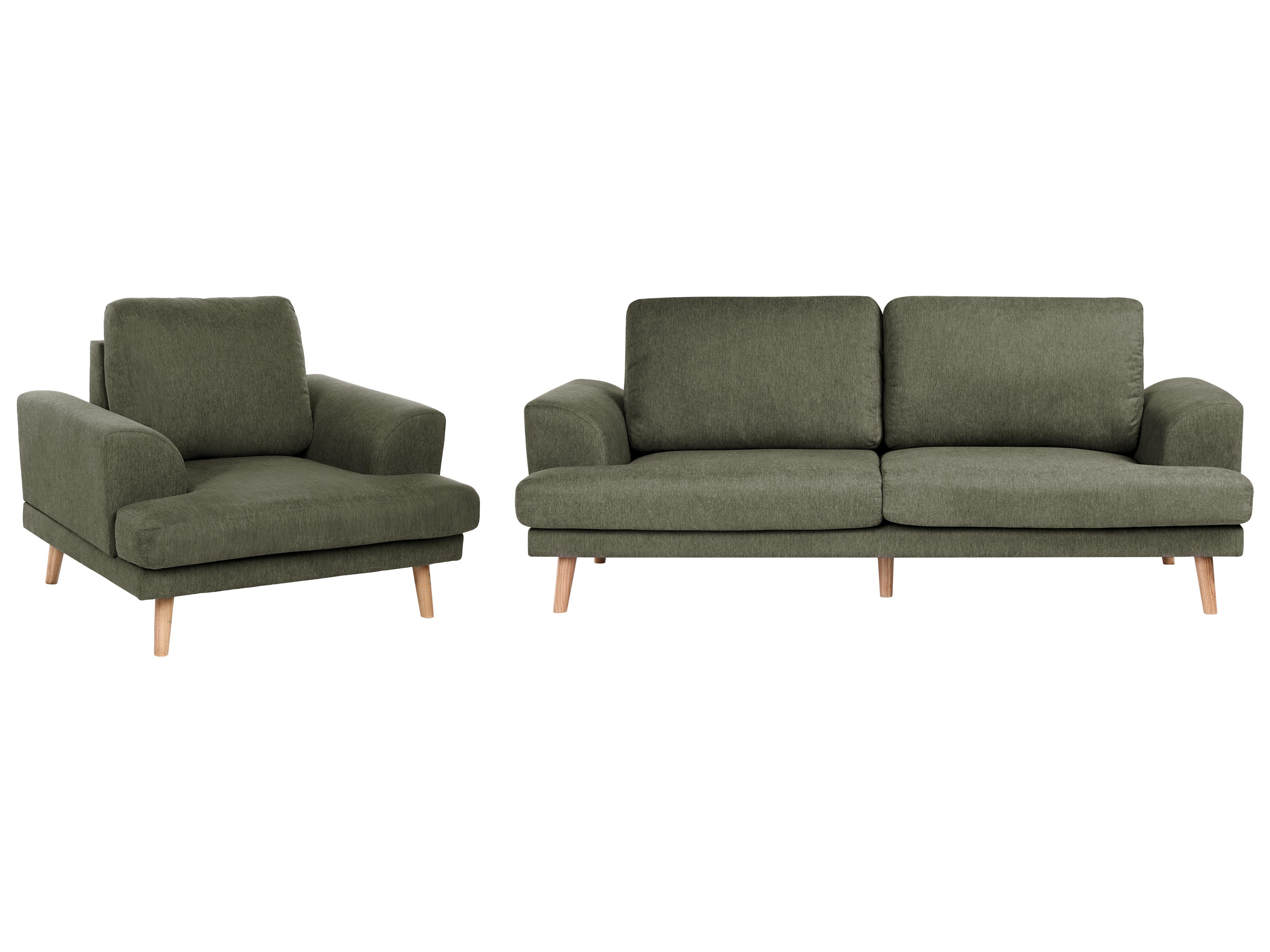Living Room Set 4 Seater KILDAL Fabric Green