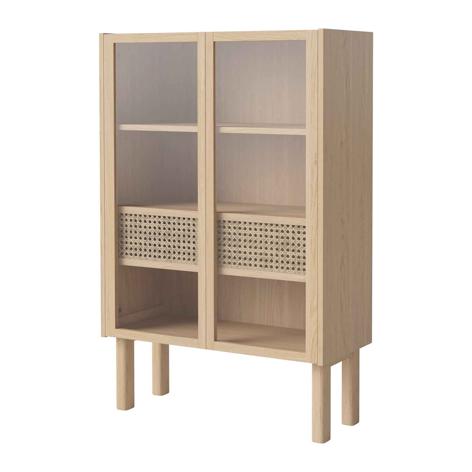 Bolia Cana Vitrinekast - Laag - Witgepigmenteerd Geolied Eiken