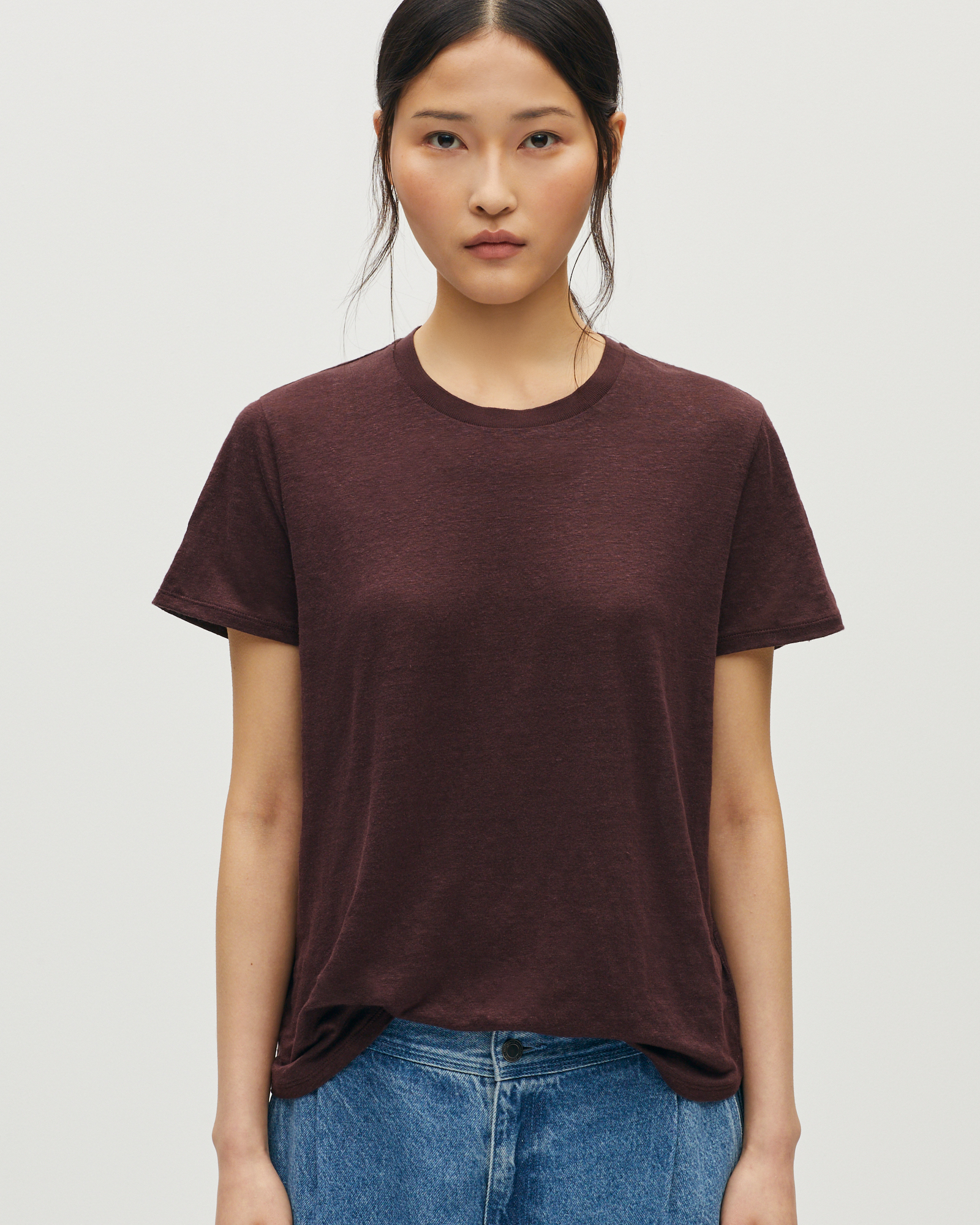 T-shirt col rond en lin