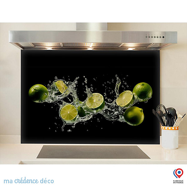 Crédence cuisine fond de hotte Bain de citrons verts - Verre trempé - L 90 cm x H 70 cm - MaCrédenceDéco