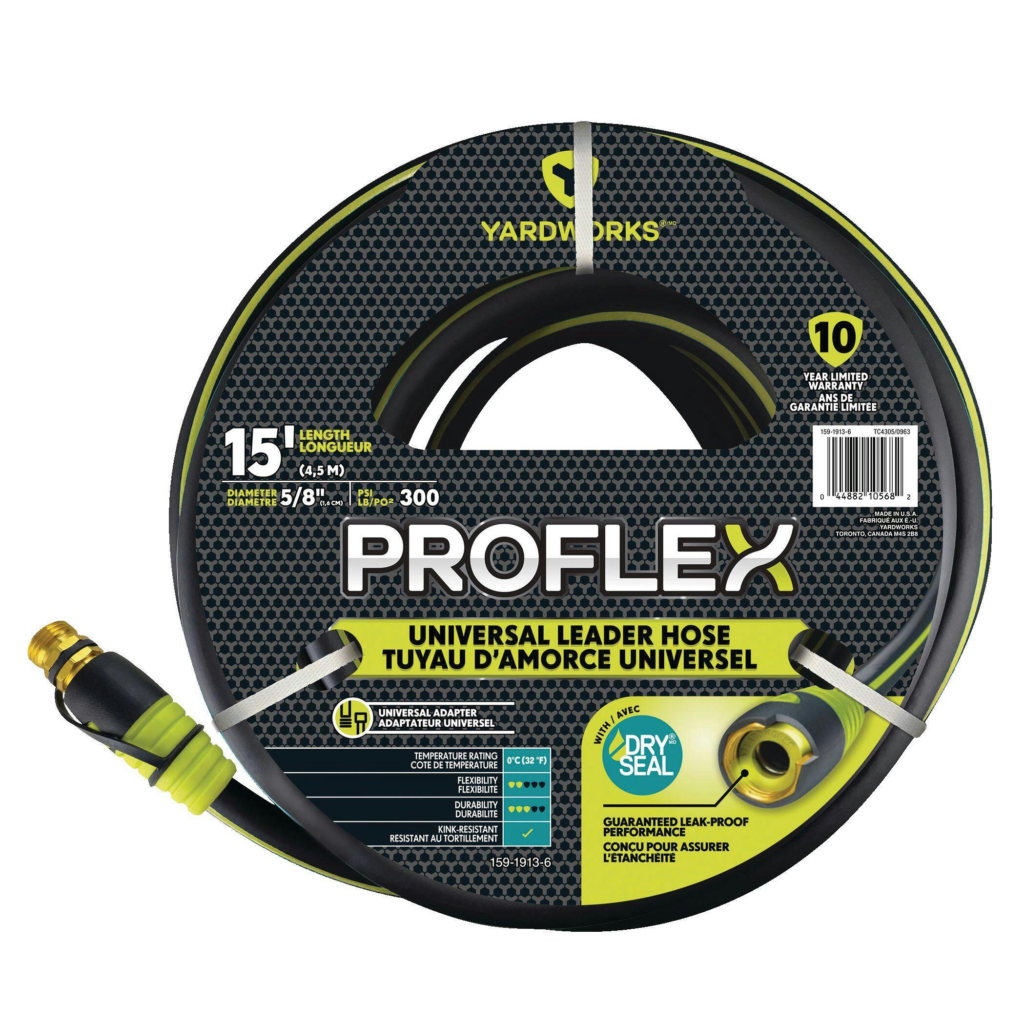 Yardwork Proflex Universal Leader Utility Garden Hose, 15-ft