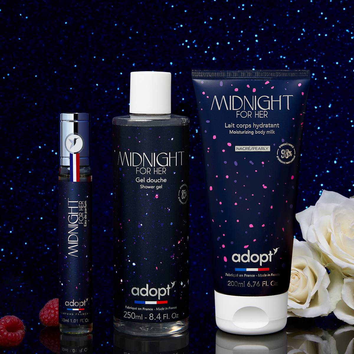 Midnight for HerCoffret Eau de parfum 30 ml   Gel douche 250 ml   Lait corps 200 ml