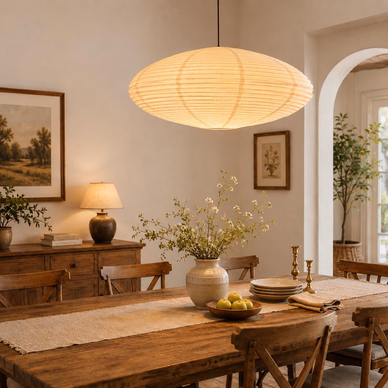 Japanese style Linen Oval Lampshade 60cm (23