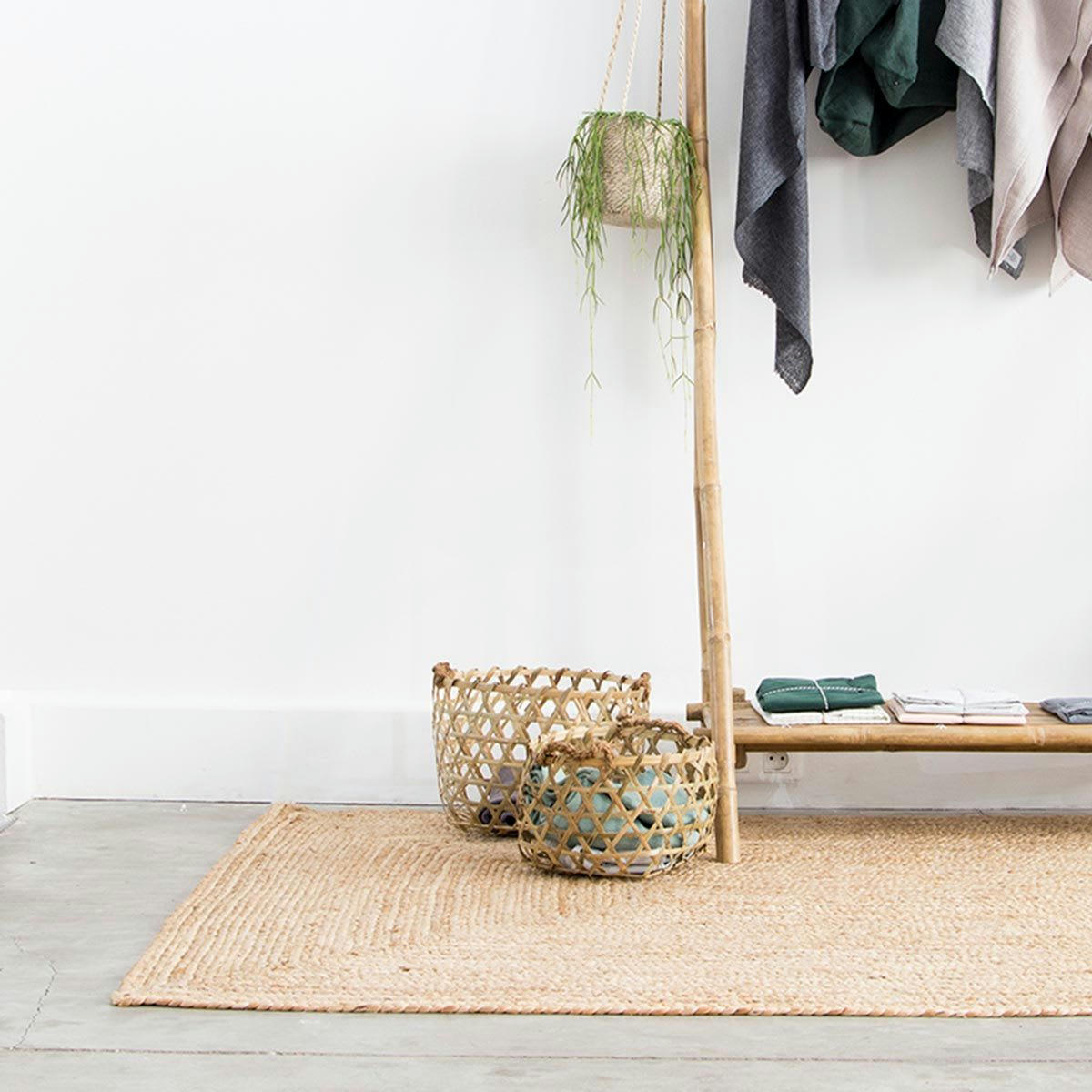 MOKA - Tapis réversible rectangulaire en jute naturel tissé main 200 x 300 cm