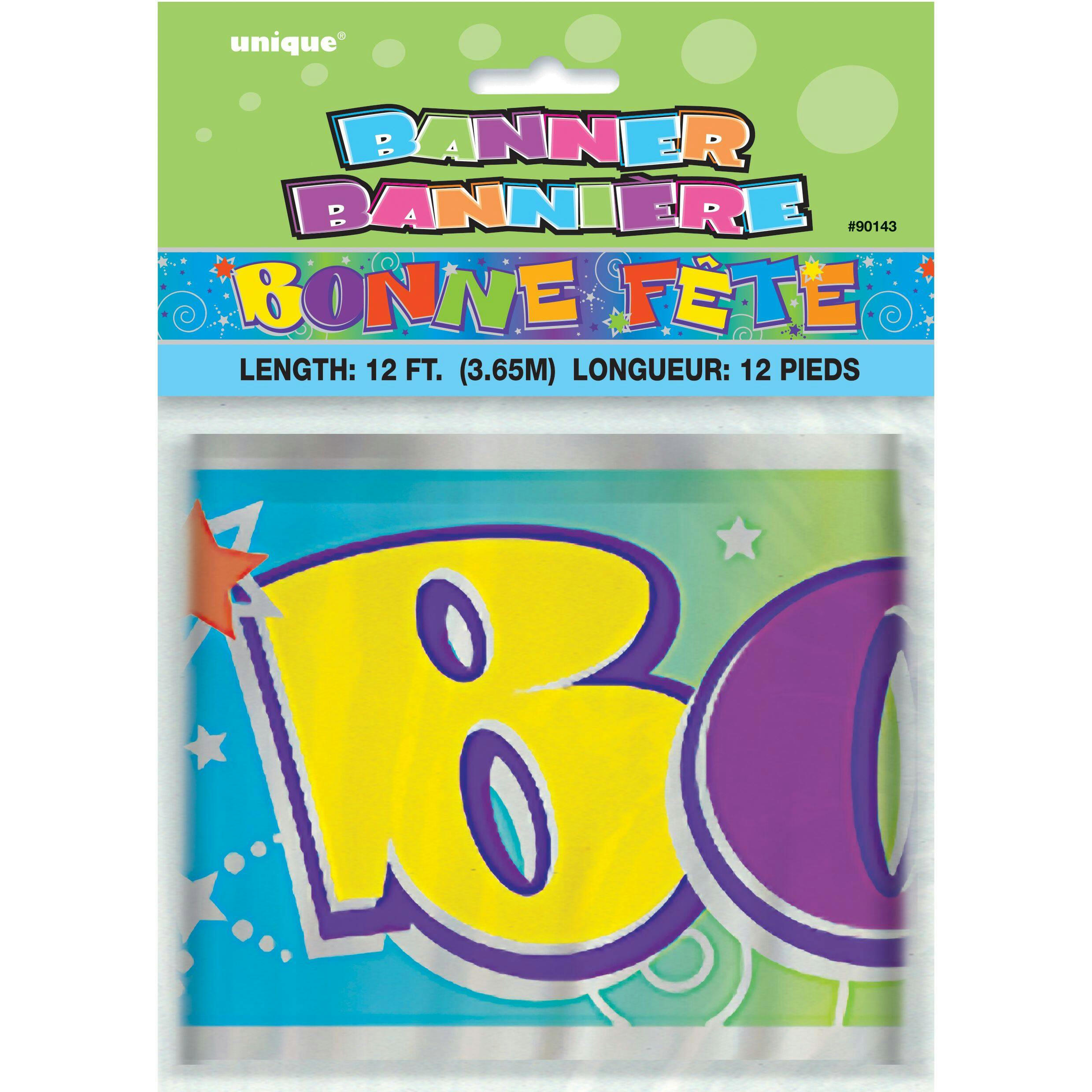 Unique Bonne Fete Decorative Foil Banner, 12-ft