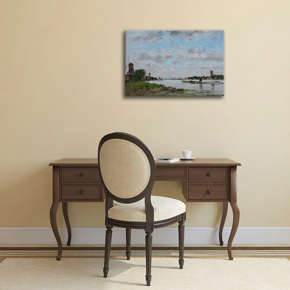 - Tableau la Meuse à Dordrecht Eugène Boudin 50x70cm