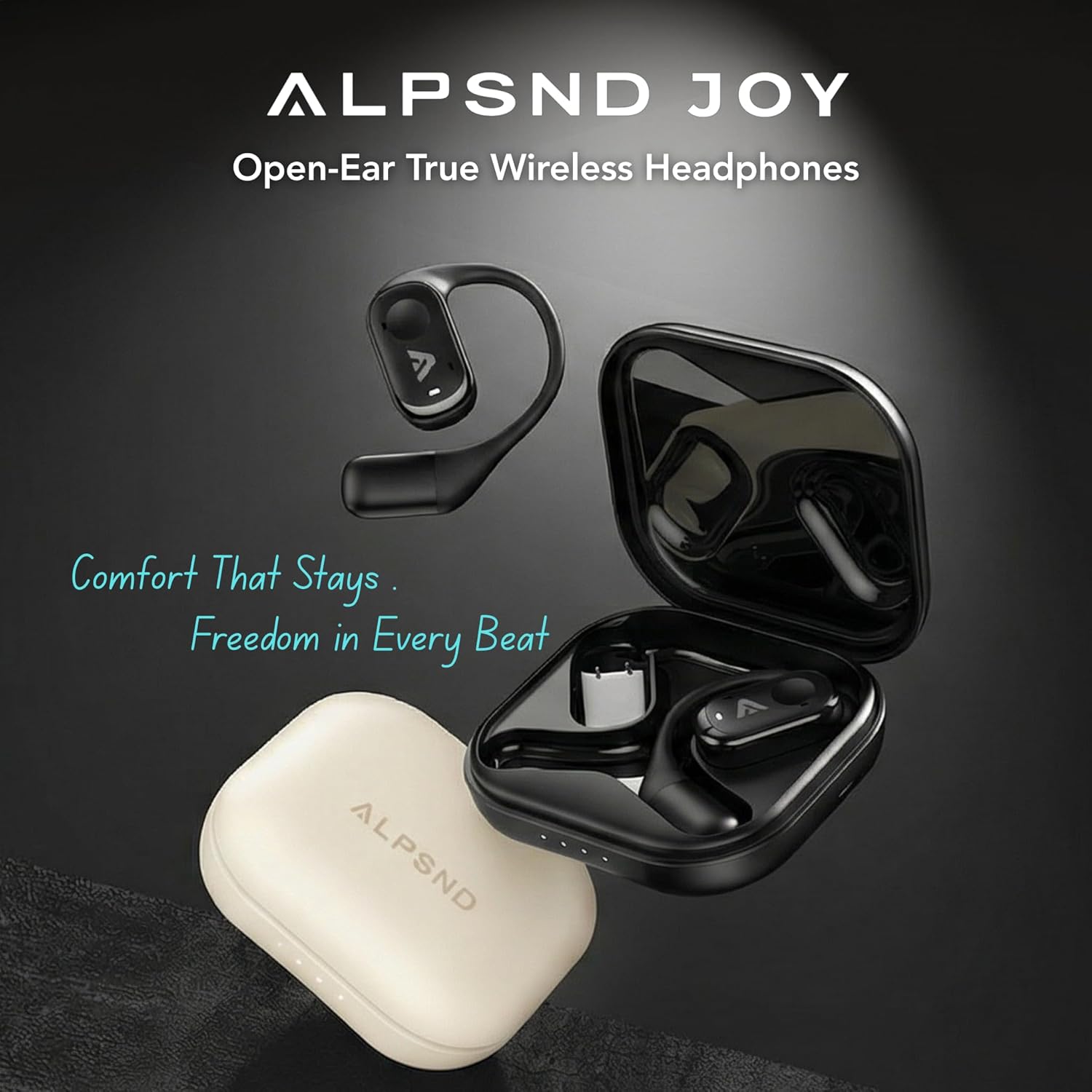 Joy Open-Ear Headphones, Wireless Bluetooth 5.4 Earbuds, Over-Ear Around-Ear Earhook, Sports Fit for Running & Workouts, ENC Clear Calls, HD Sound, App EQ, 40H Battery, IPX4 Sweatproof, Black