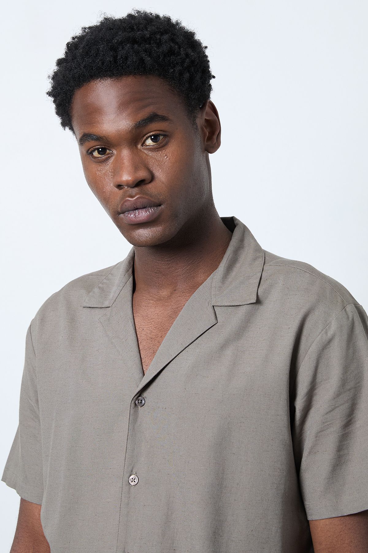 Burton Khaki Linen Blend Short Sleeve Resort Shirt