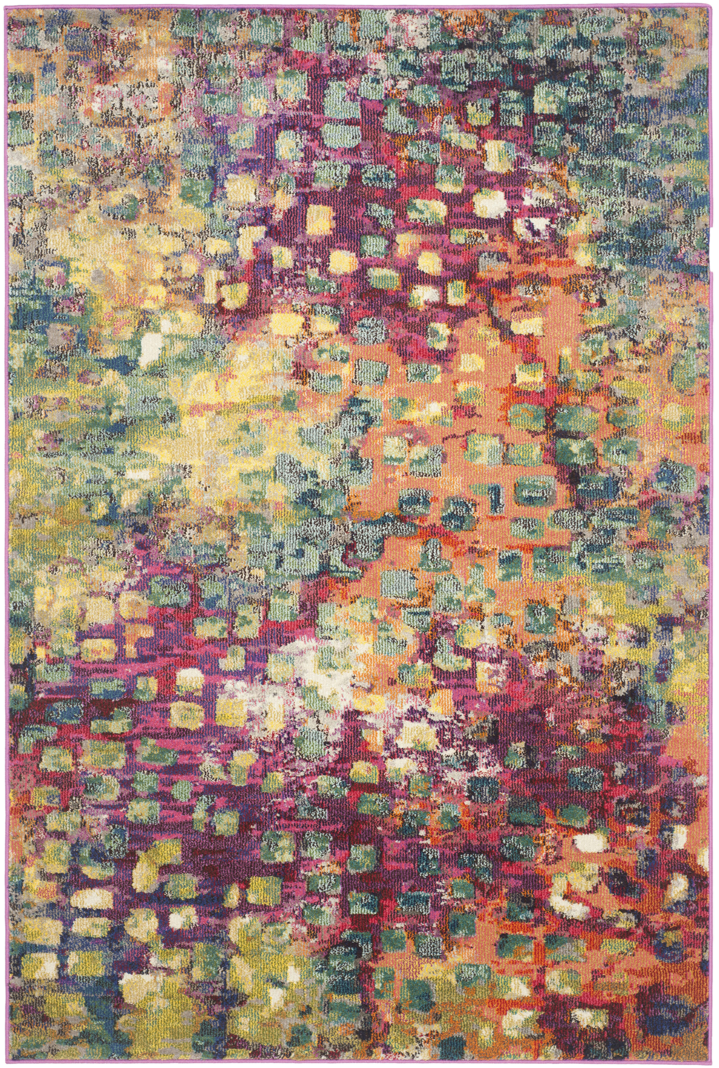 MONACO - Tapis de salon interieur en rose & multi, 201 x 279 cm