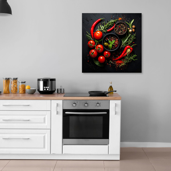 Obraz do kuchni restauracji baru jadalni, Przyprawy Warzywa Pomidory 20x20