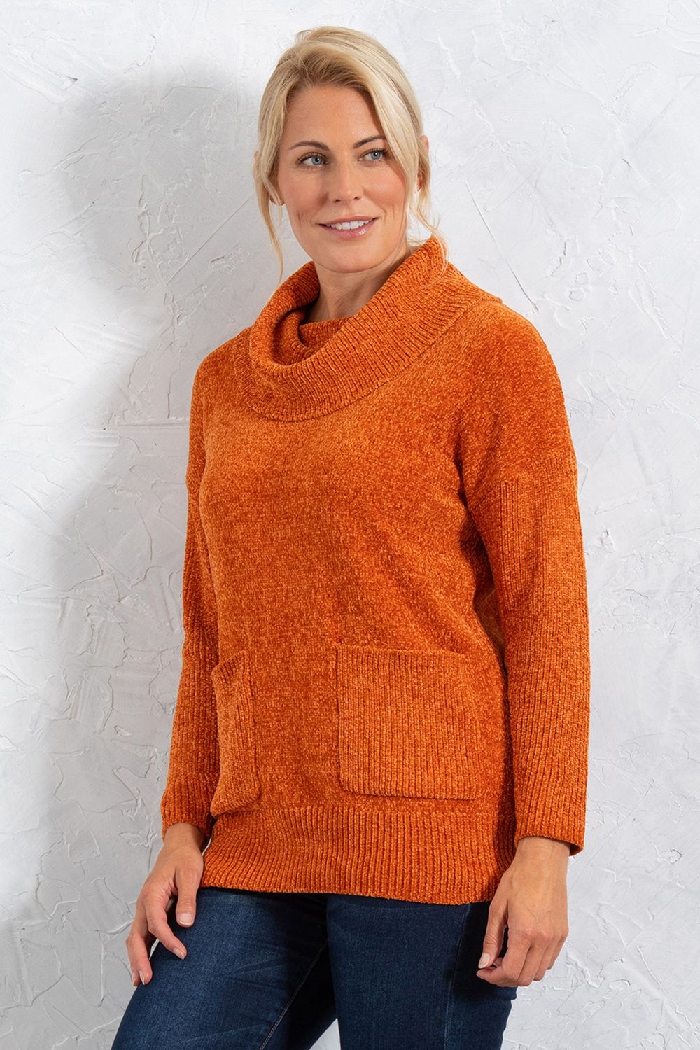 Klass. Cowl Neck Chenille Knit Top