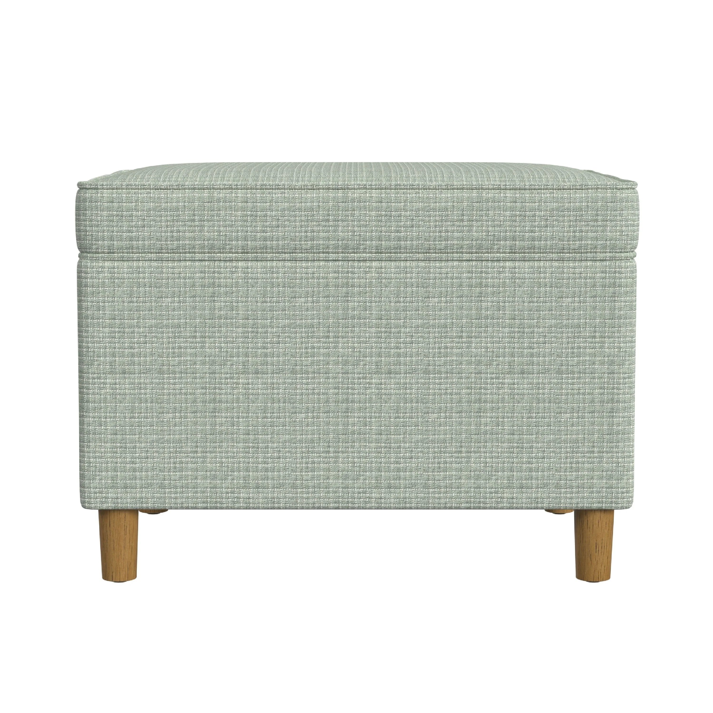 Fero Storage Ottoman, 24 Inch Rectangular Hinged Lid, Sage Green Woven