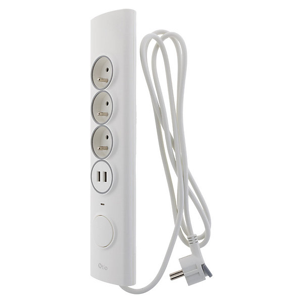 Multiprise d'angle parafoudre 3 prises   2 USB