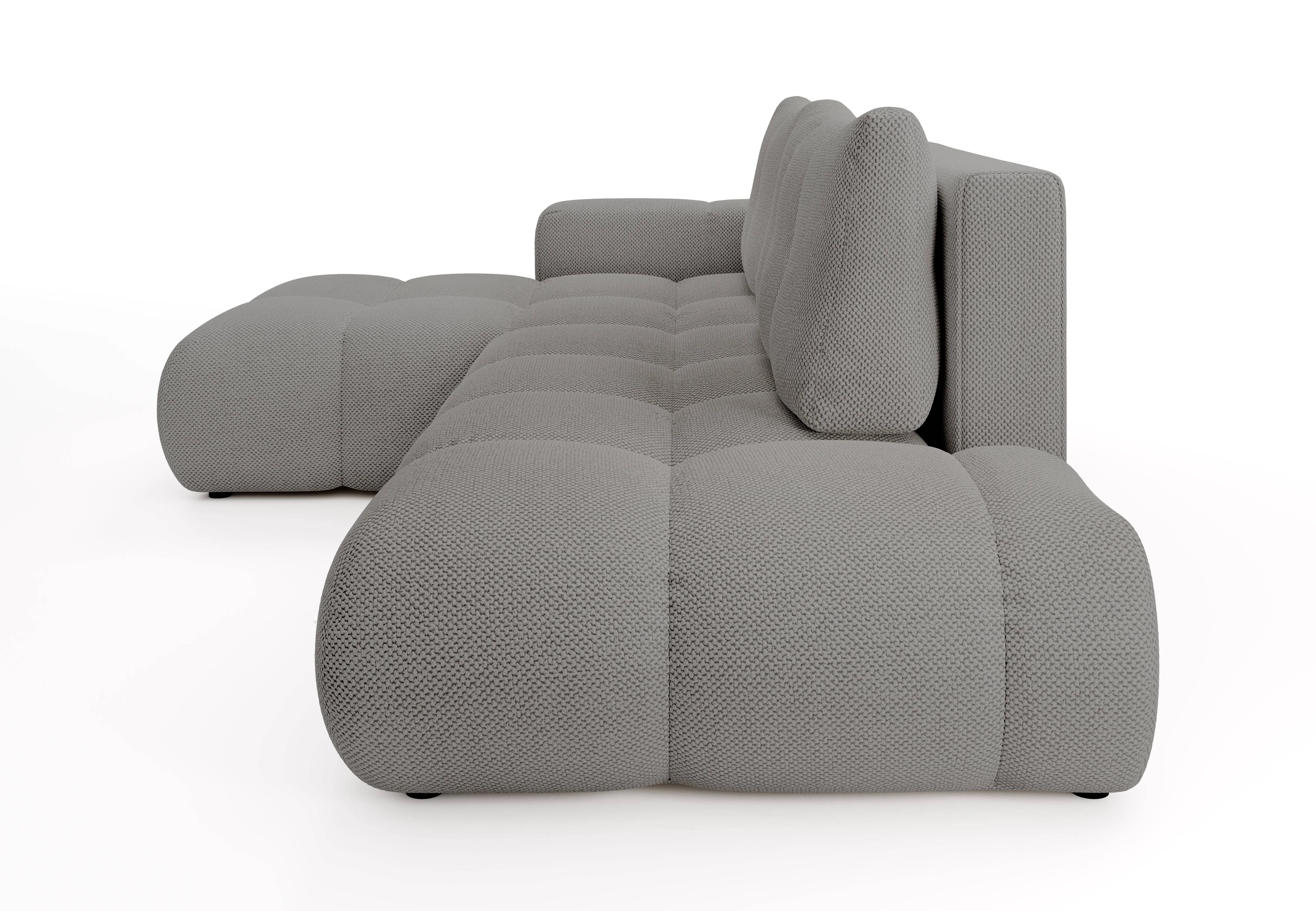 Hoekbank SOLA met slaapfunctie links chenille bouclé