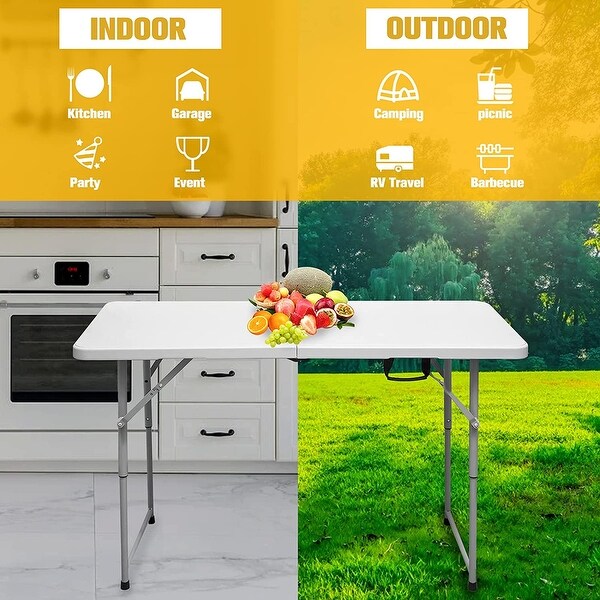 4 ft. Fold-in-Half Banquet Table with Handle - N/A