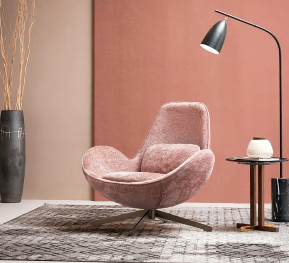 SPACE - Fauteuil rotatif en velours rose