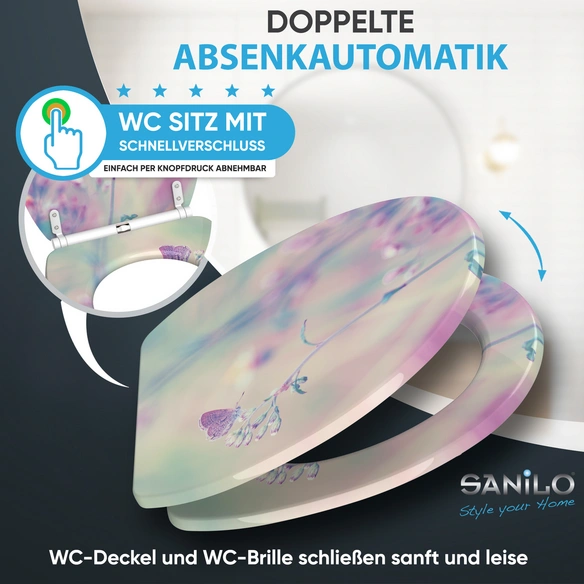WC-Sitz »Meadow«, mit Schnellverschluss Meadow, Lila, Oval
