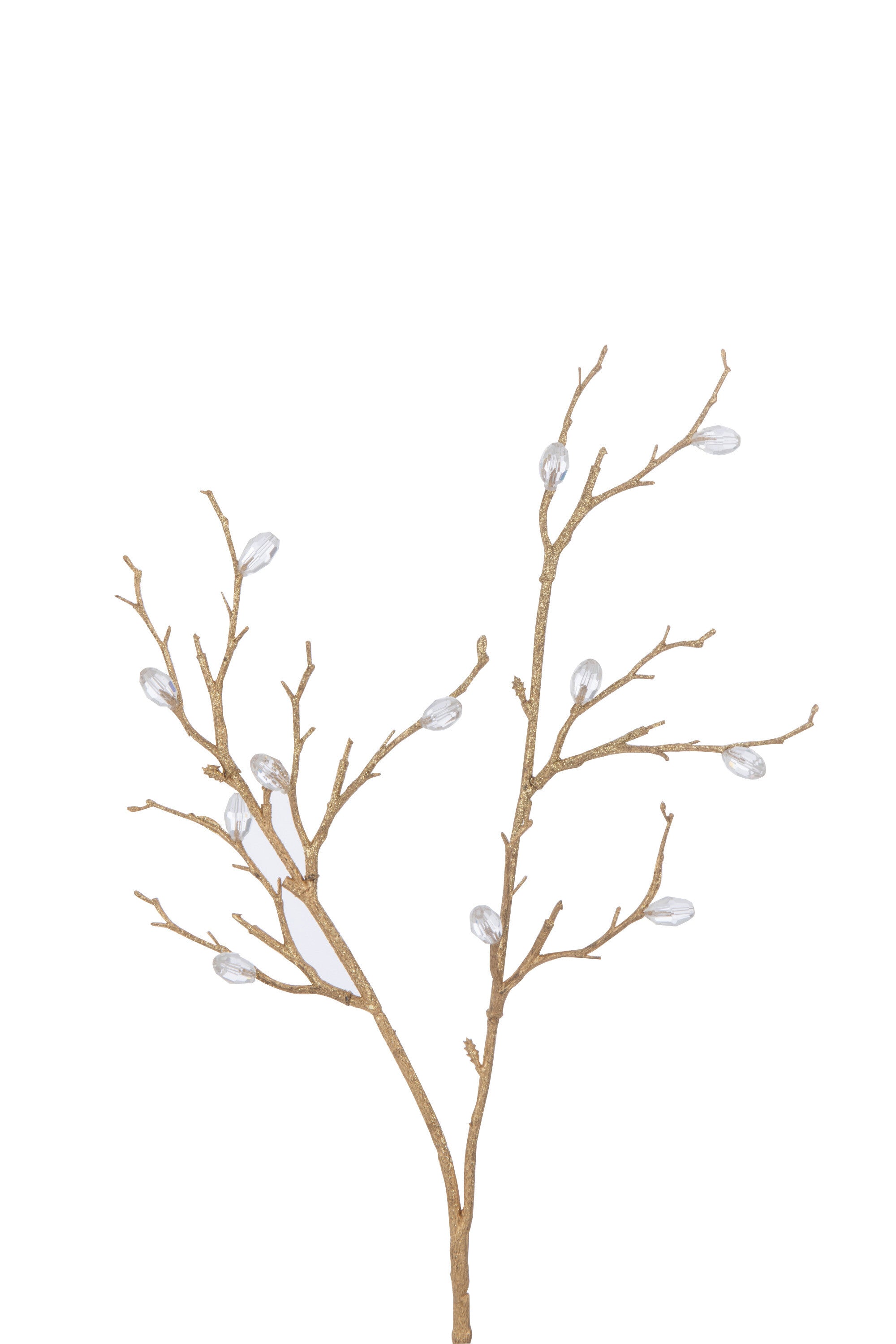 J-Line decoratie Tak Stenen - kunststof - goud transparant - 24 stuks